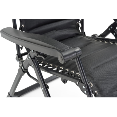 Set van 2 Rio relaxstoelen in zwart aluminium en zwart textilene