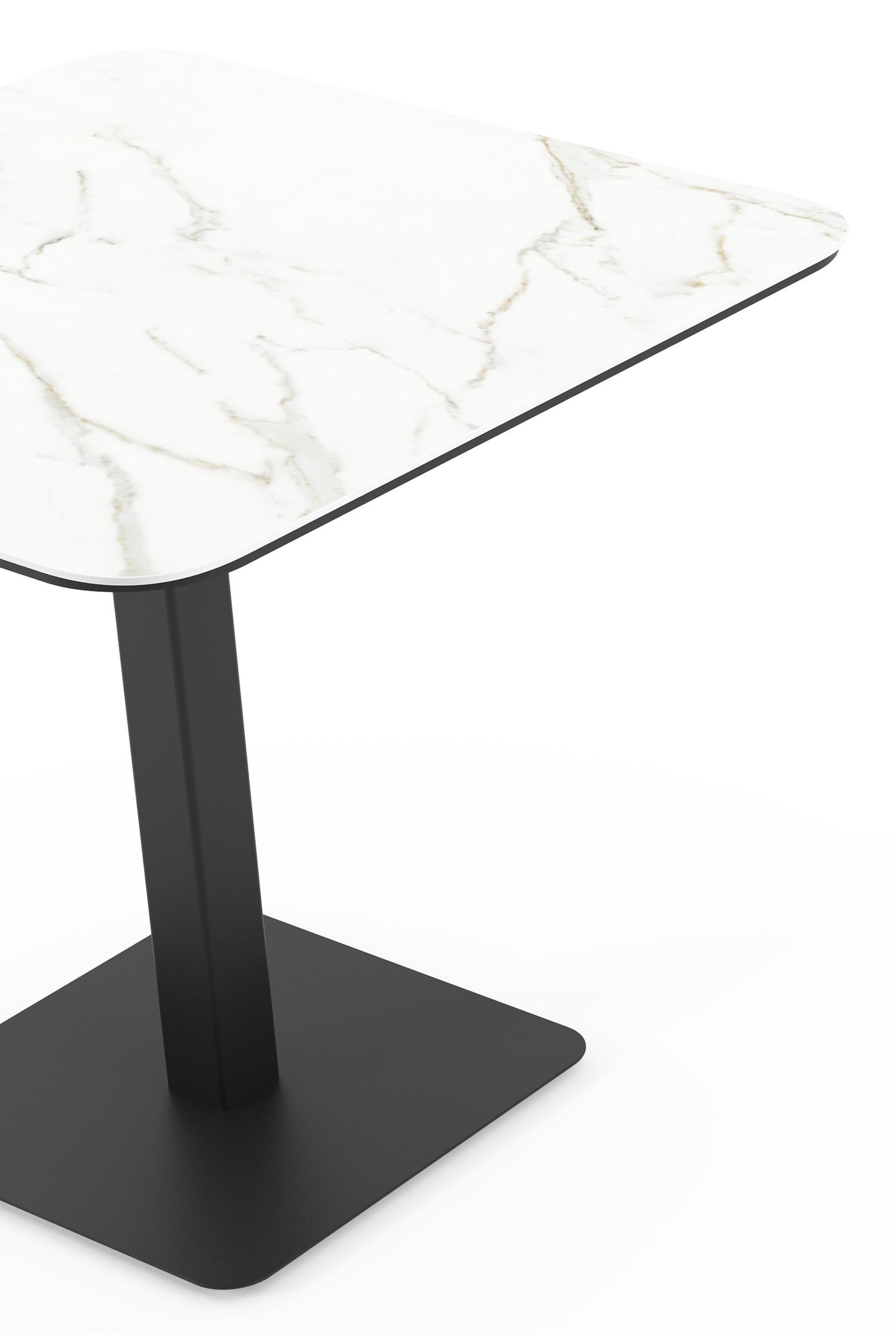 Fano kantelbare tuintafel afgerond vierkant in zwart aluminium en volkeramiek Calacatta - L 80 x B 80 x H 73 cm