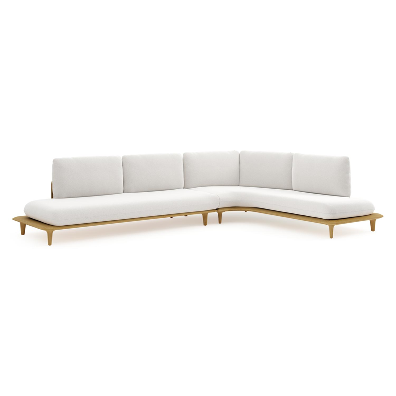 Bomero loungehoek in teak met soul optik all weather solica kussen
