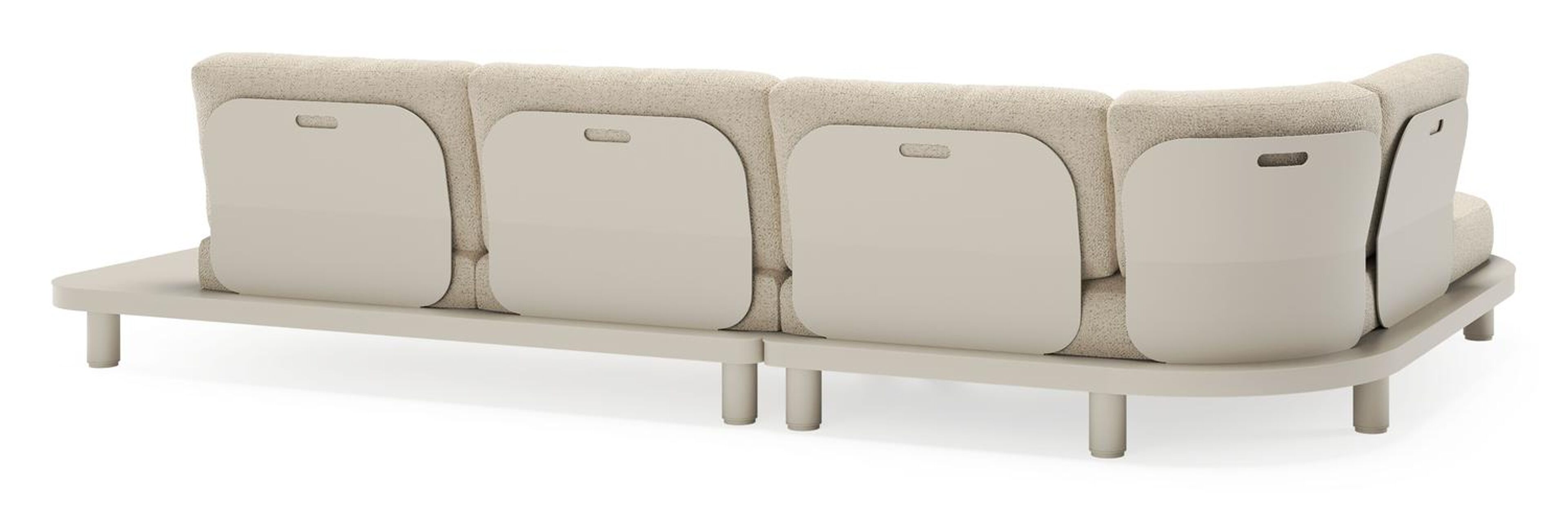 Salon de jardin d'angle Donato en aluminium beige et coussins en all weather cosytica bora forest