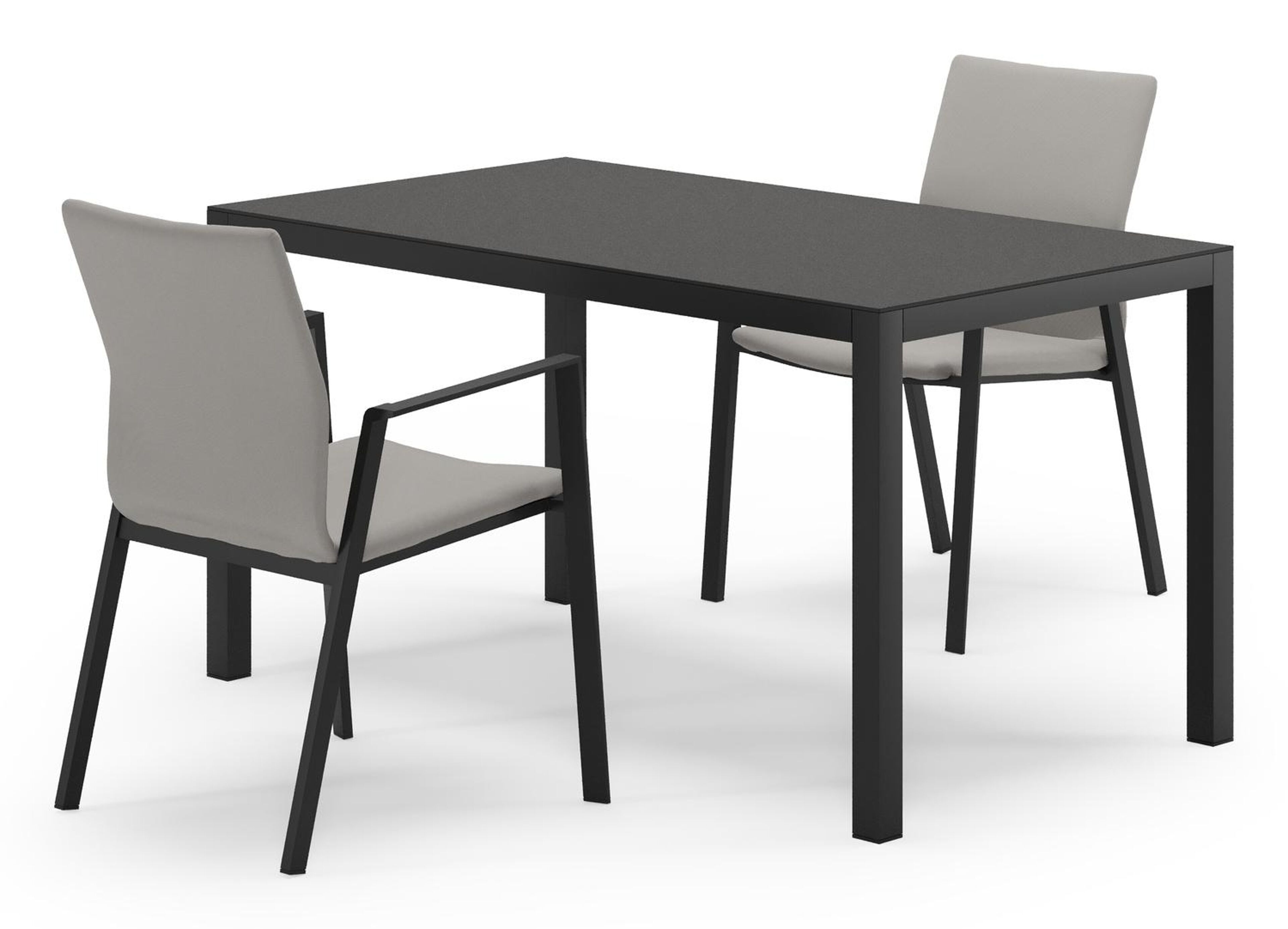 Feltro tuinset in zwart aluminium en sintered stone Notte minerale met 2 Madura tuinstoelen