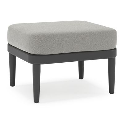 Pouf Orso en aluminium noir et coussins en all weather sunbrella® luxe Savane Zinc