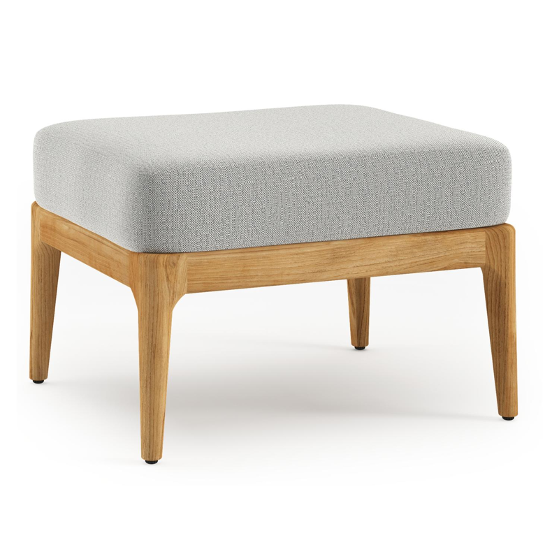 Pouf Orso en teck et coussins en all weather sunbrella® luxe Savane Nimbus