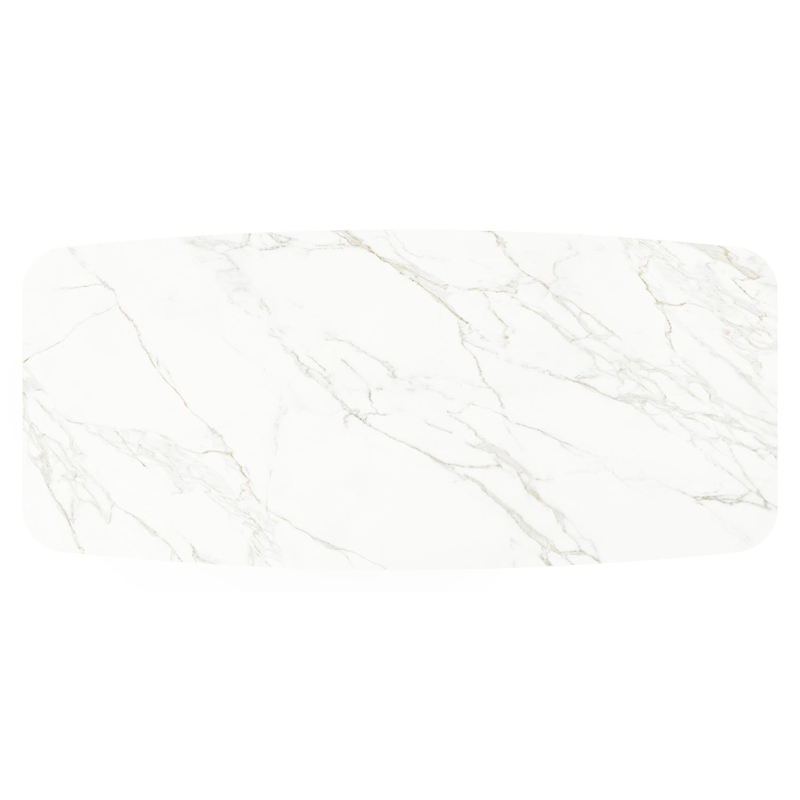 Lacrima tuintafel in wit aluminium en volkeramiek calacatta - L 255 x B 115 x H 74 cm