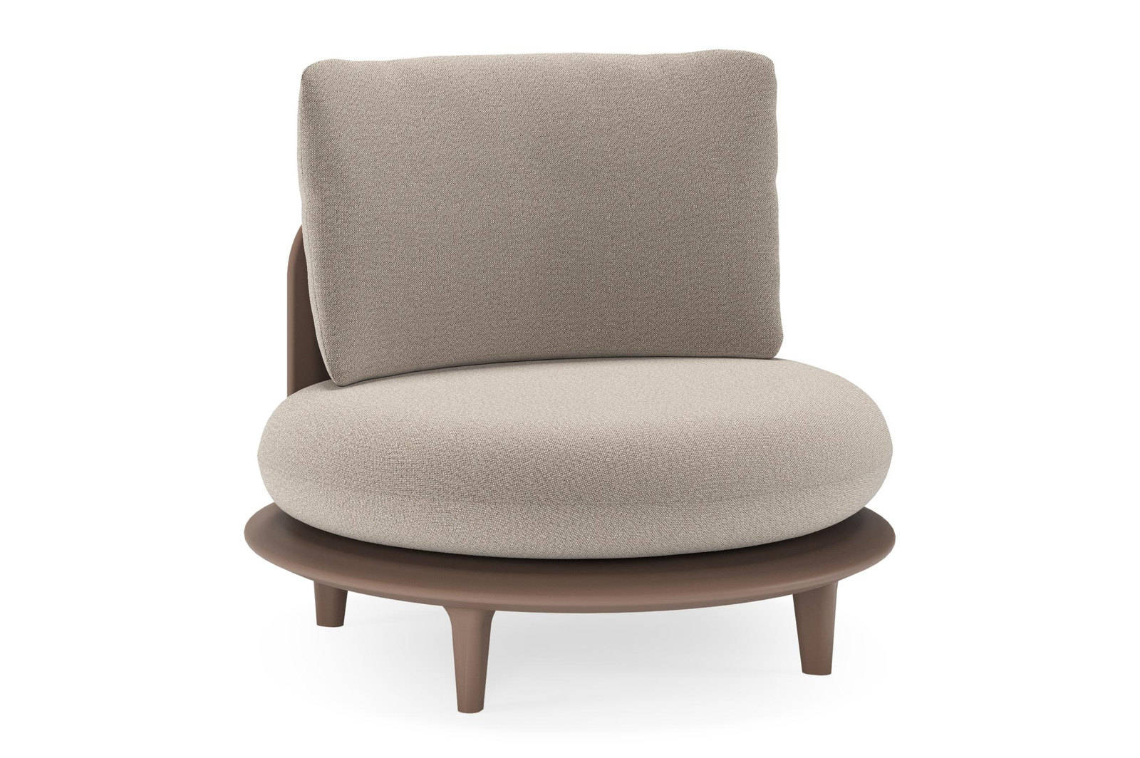 Bomero loungestoel in taupe aluminium met savane coconut all weather sunbrella® luxe kussen