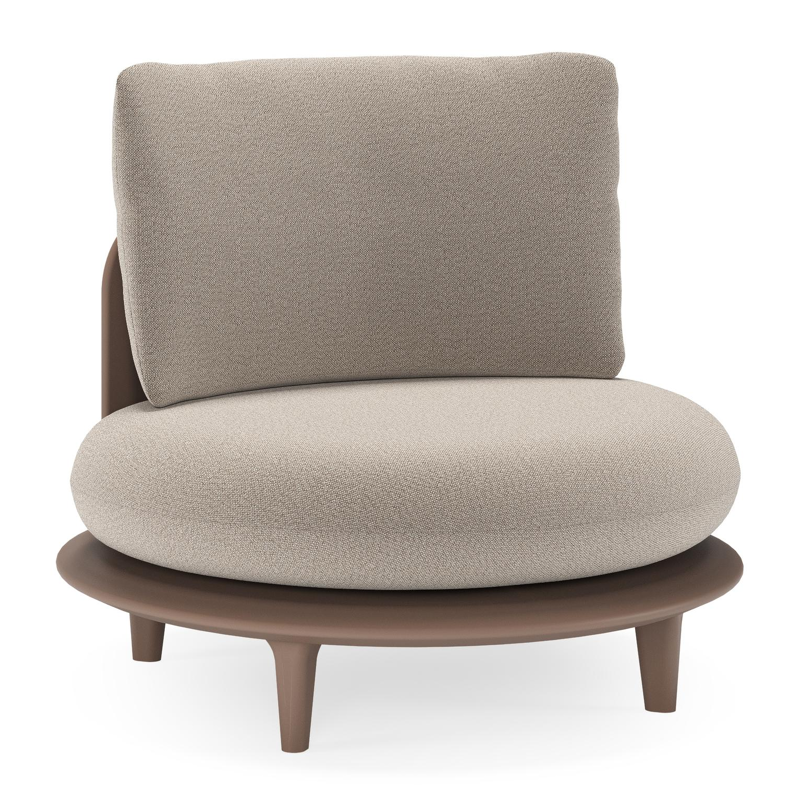 Bomero loungestoel in taupe aluminium met savane coconut all weather sunbrella® luxe kussen