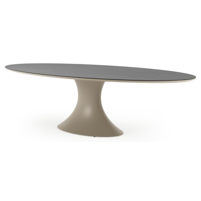 Fano tuintafel ovaal in beige aluminium en volkeramiek Basalt Black - L 290 x B 148 x H 75 cm