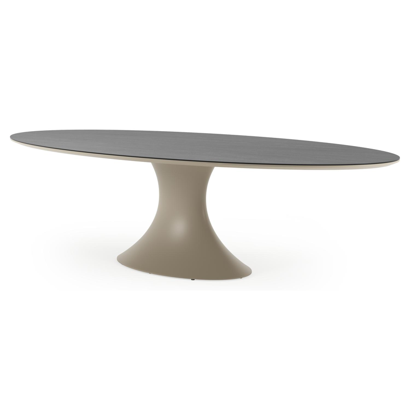Fano tuintafel ovaal in beige aluminium en volkeramiek Basalt Black - L 290 x B 148 x H 75 cm