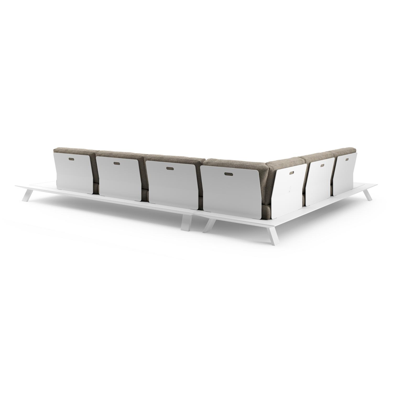 Salon de jardin d'angle Cesano en aluminium blanc et coussin en all weather Cosytica madagascar burch