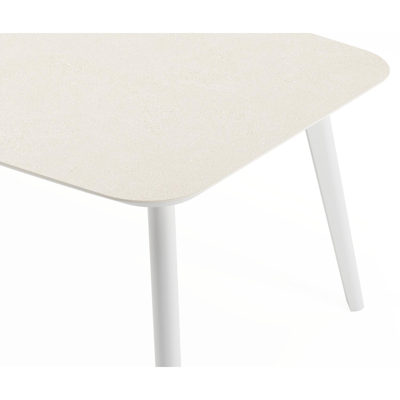 Mosa tuintafel bootvorm in wit aluminium en sintered stone Crema minerale - L 270 x B 115 x H 74 cm