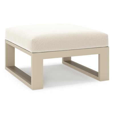 Pouf Verato en aluminium beige et coussin en all weather sunbrella® luxe lopi marble