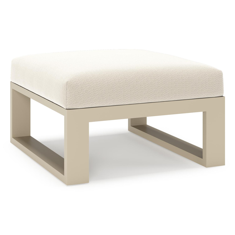 Verato poef in beige aluminium met lopi marble all weather sunbrella® luxe kussen