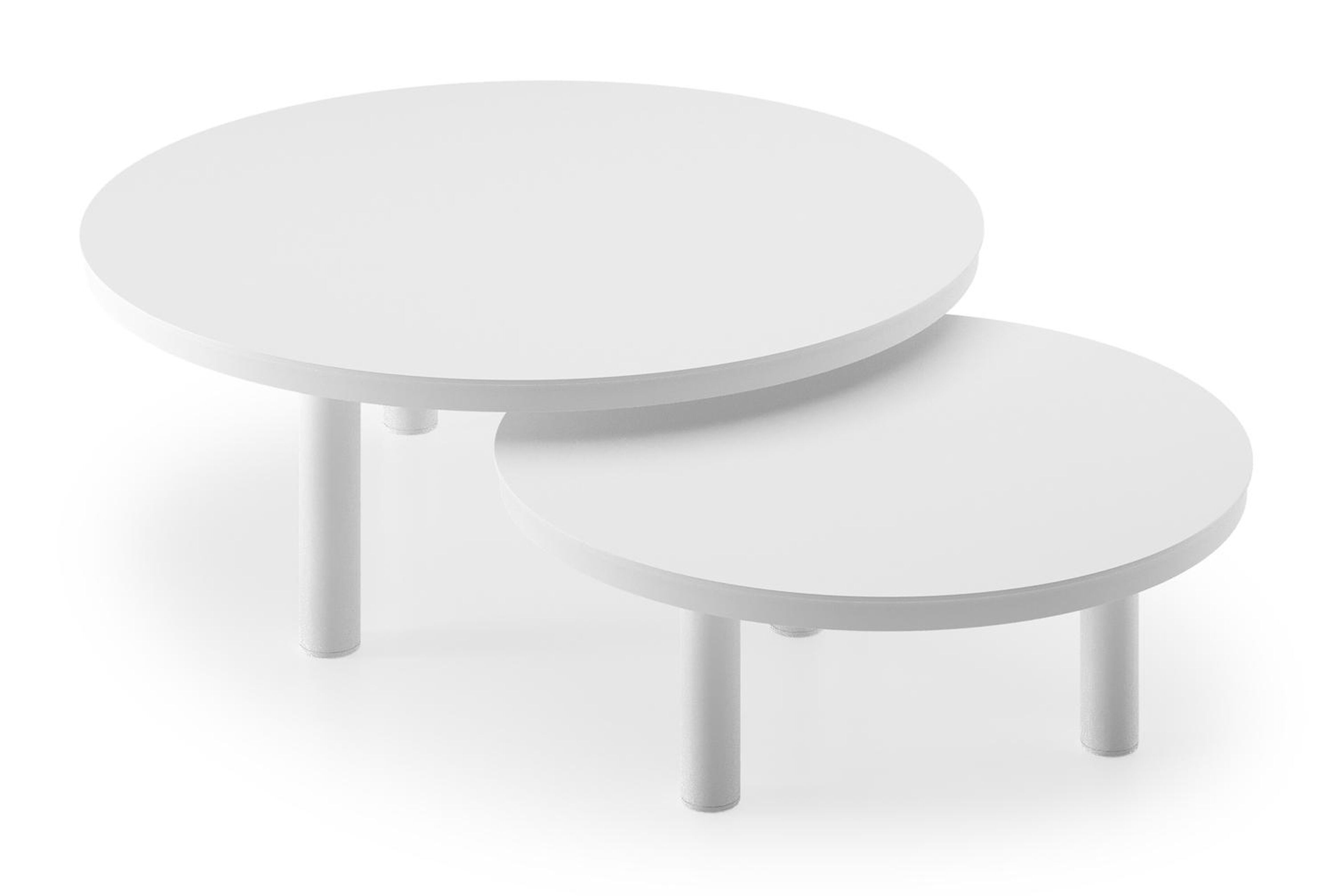 Lindo loungetafels in wit aluminium - Dia. 85 x H 27 cm, 65 x H 21 cm