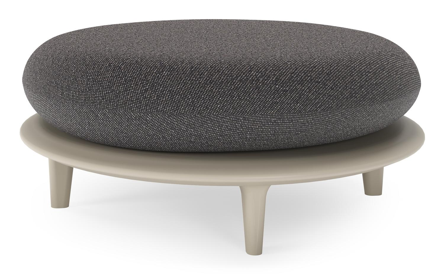 Bomero poef in beige aluminium met firenze tunder all weather solica kussen