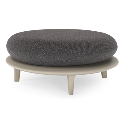 Bomero poef in beige aluminium met firenze tunder all weather solica kussen