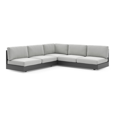 Como loungehoek in zwart aluminium met natte grey chine all weather sunbrella® luxe kussen