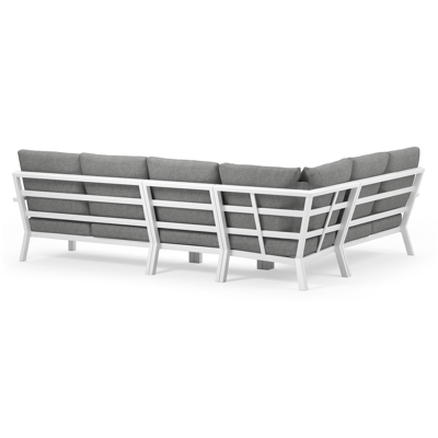 Alcudia loungehoek in wit aluminium en met grijs weather+ softtouch kussen en loungetafel