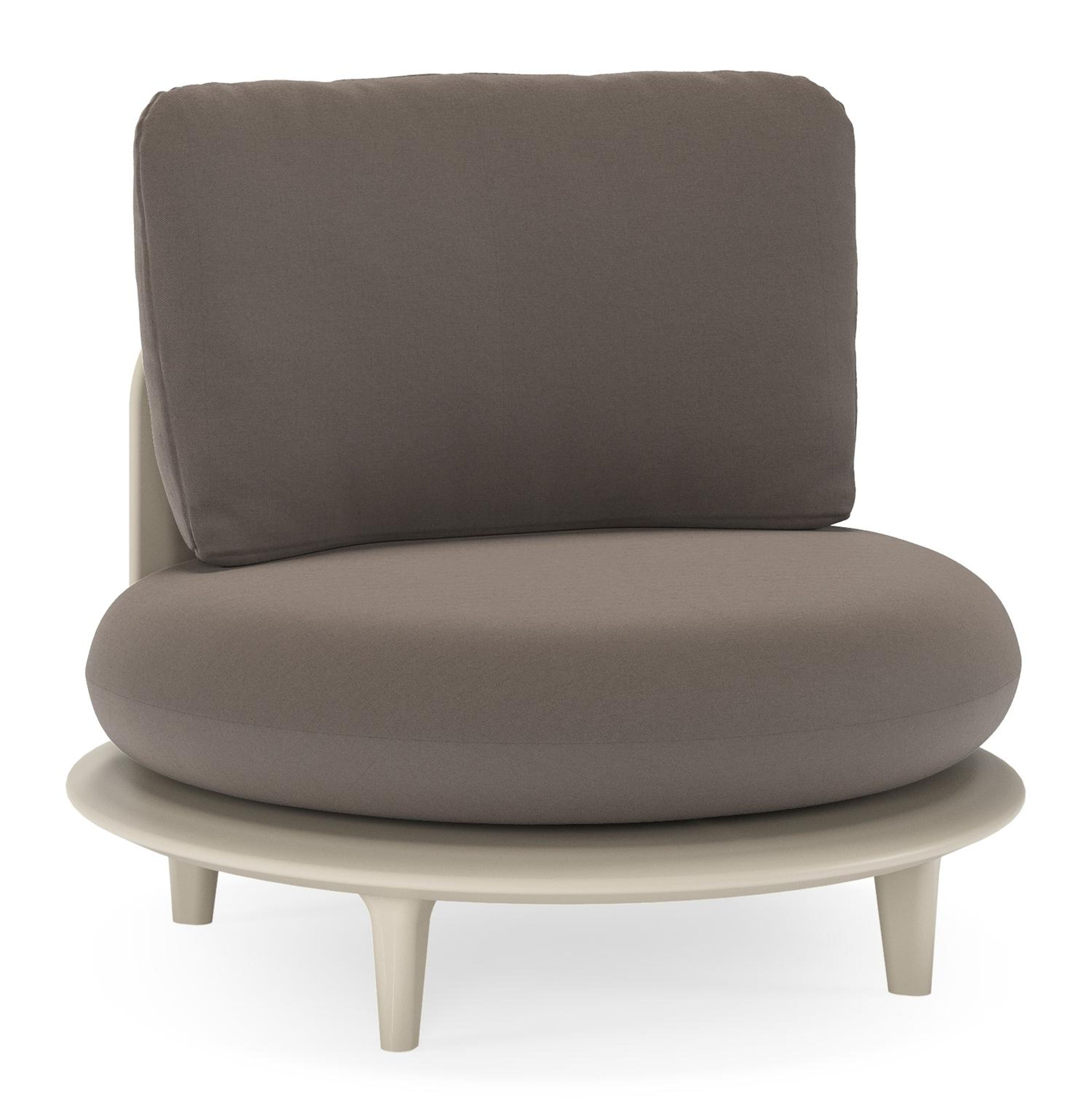 Bomero loungestoel in beige aluminium met natte nature grey all weather sunbrella® luxe kussen