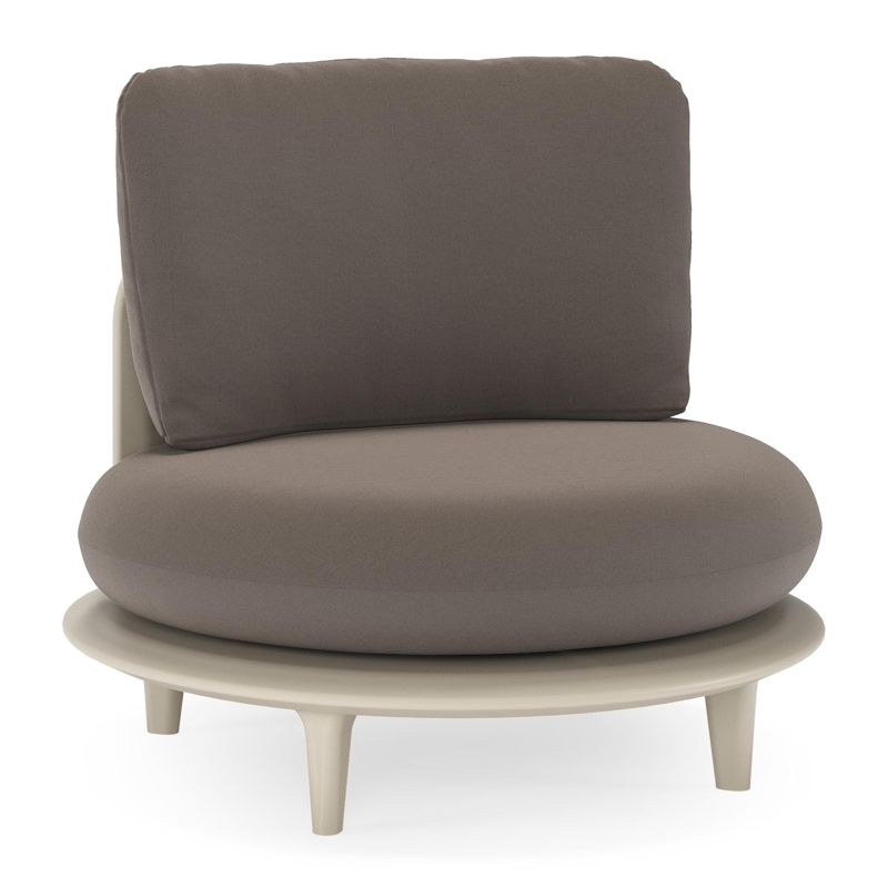 Bomero loungestoel in beige aluminium met natte nature grey all weather sunbrella® luxe kussen