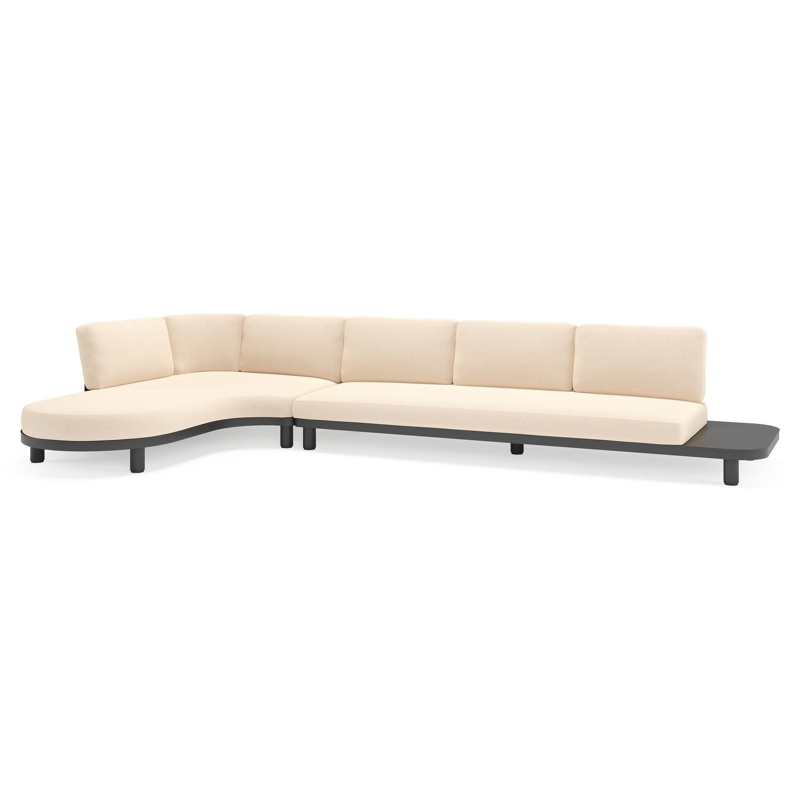 Donato loungehoek in zwart aluminium met all weather sunbrella® luxe Heritage Papyrus kussen