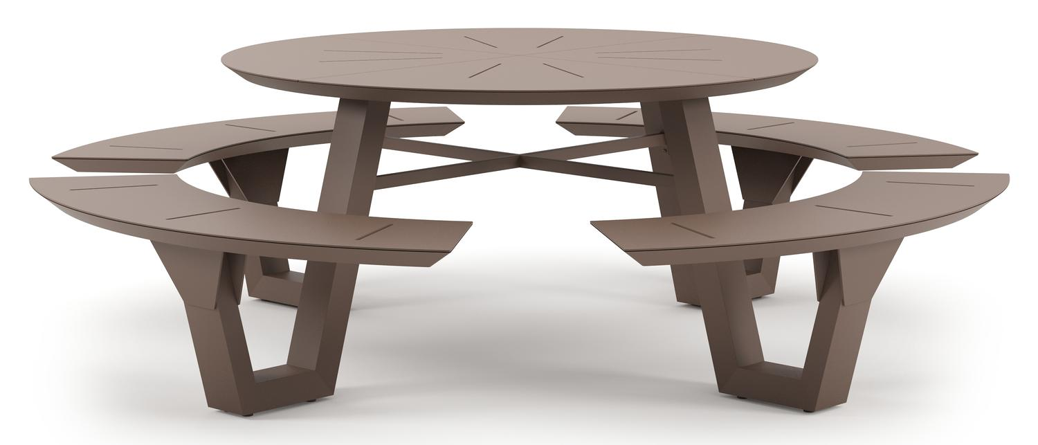Rondino picknicktafel in taupe aluminium - Dia. 236 x H 71.5 cm
