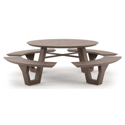 Rondino picknicktafel in taupe aluminium - Dia. 236 x H 71.5 cm