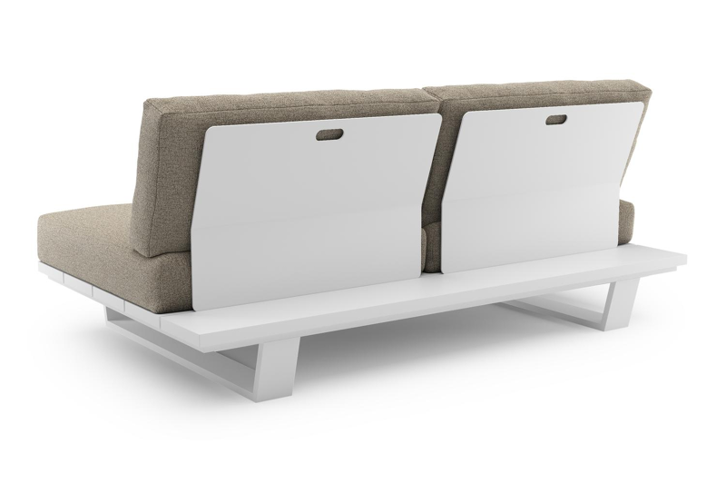 Pagino loungebank in wit aluminium met catania beige all weather cosytica kussen