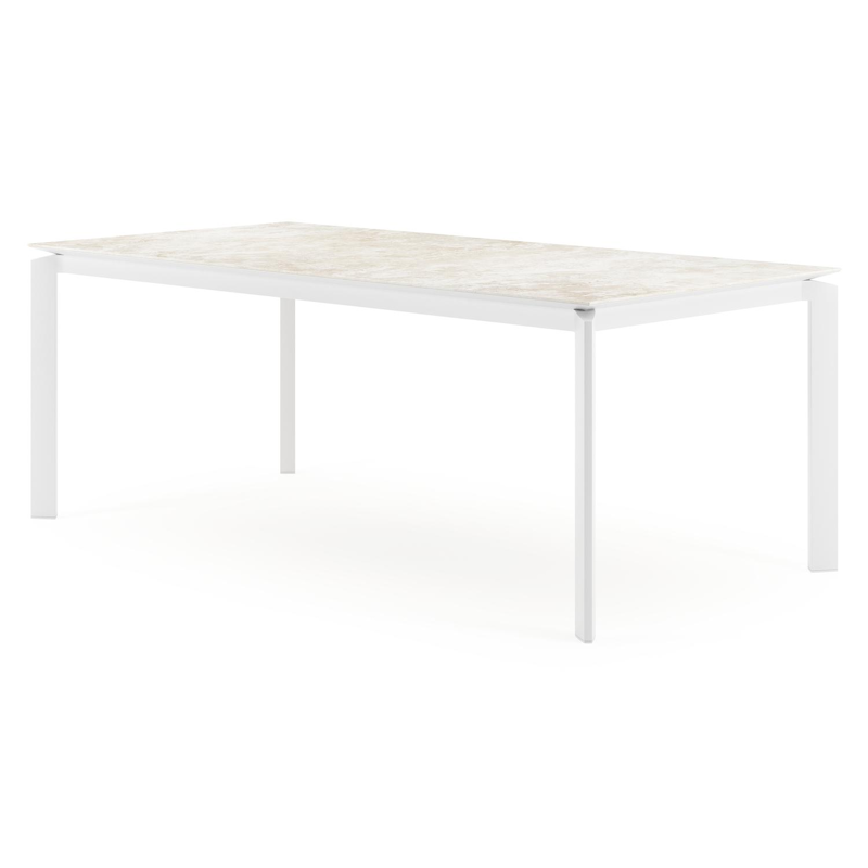 Table de jardin rectangulaire Cirello en aluminium blanc et céramique pleine Rapolano Lg. 200 x Lrg. 100 cm