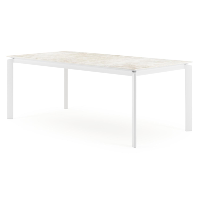 Cirello tuintafel rechthoekig in wit aluminium en volkeramiek Rapolano L 200 x B 100 cm