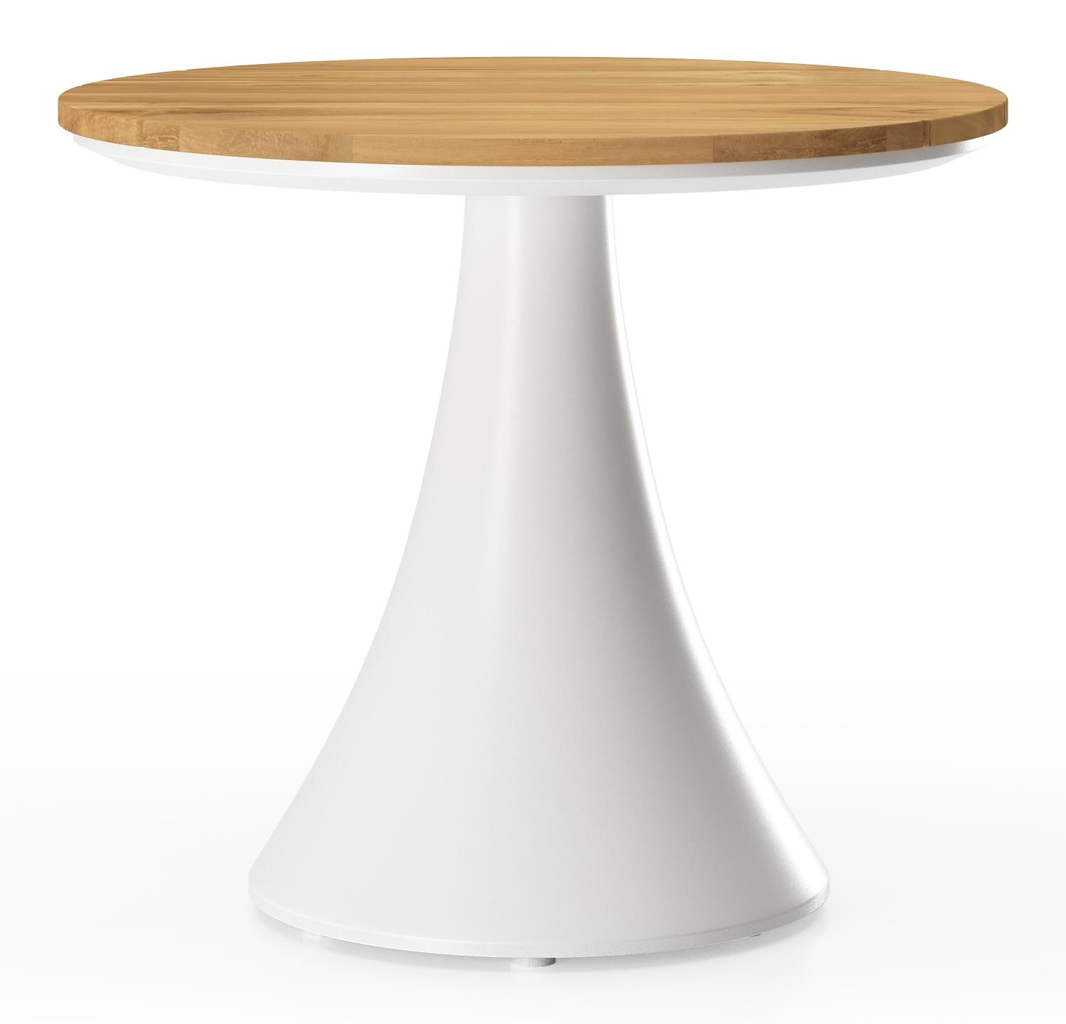 Fano low dining loungetafel in wit aluminium en teak  - Dia. 65 x H 55 cm