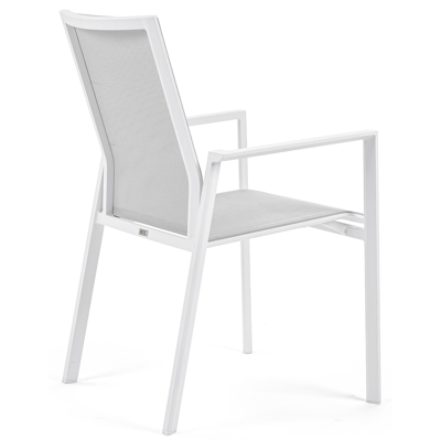 Cirello stapelbare tuinstoel in wit aluminium en grijs textilene