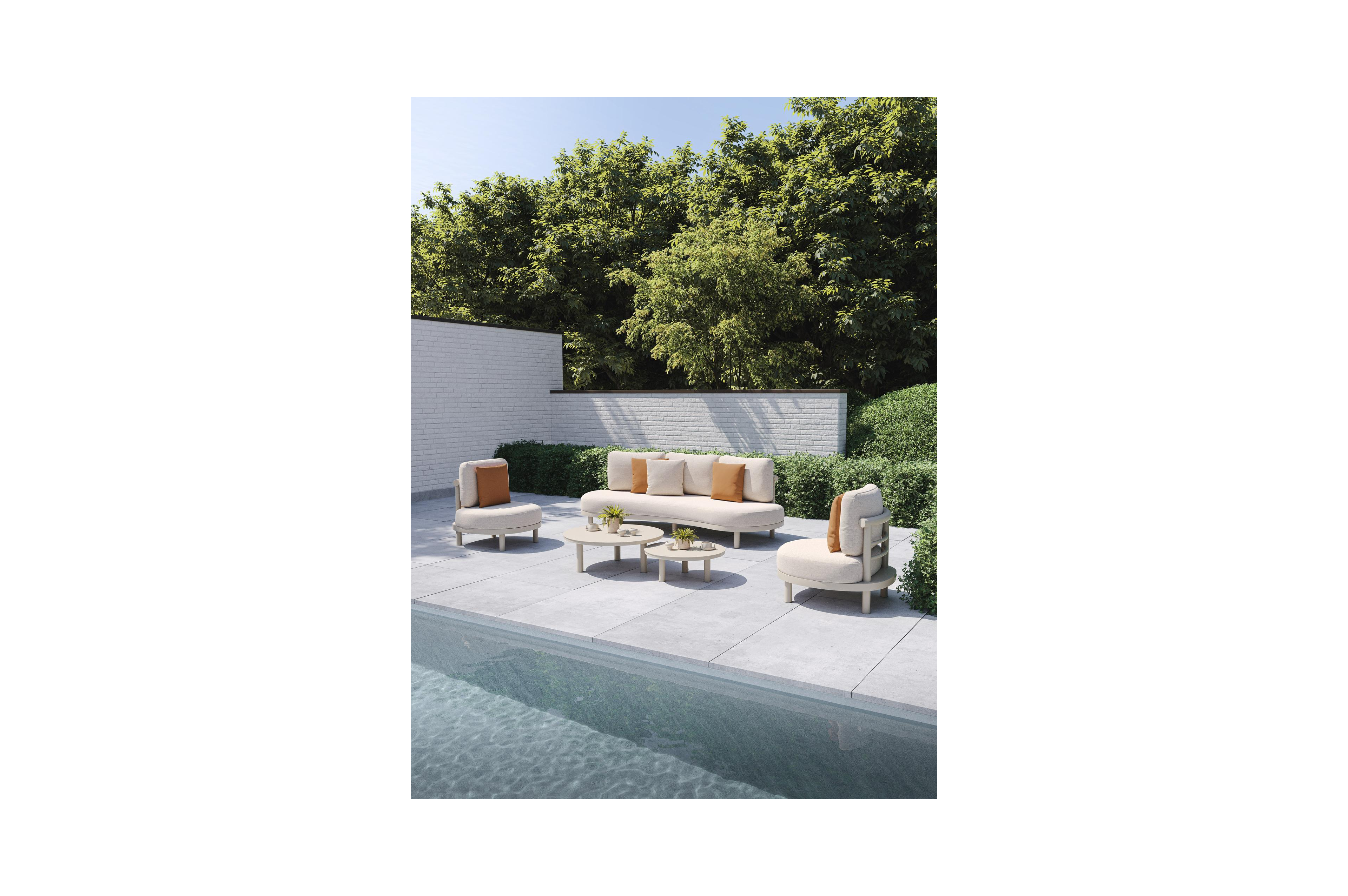 Lindo loungeset in beige aluminium met rustic weather+ softtouch kussens