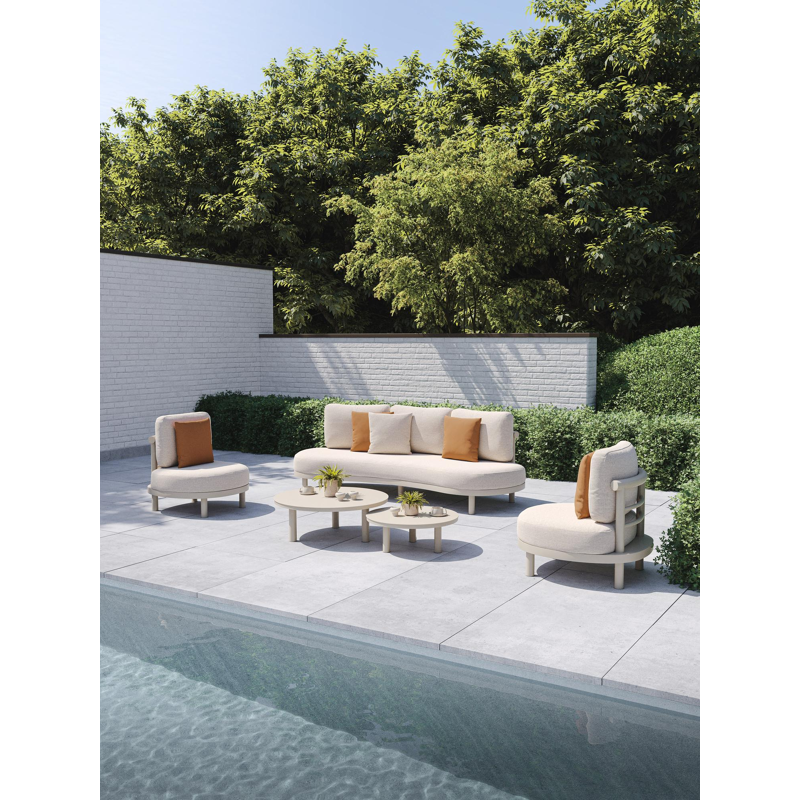 Lindo loungeset in beige aluminium met rustic weather+ softtouch kussens