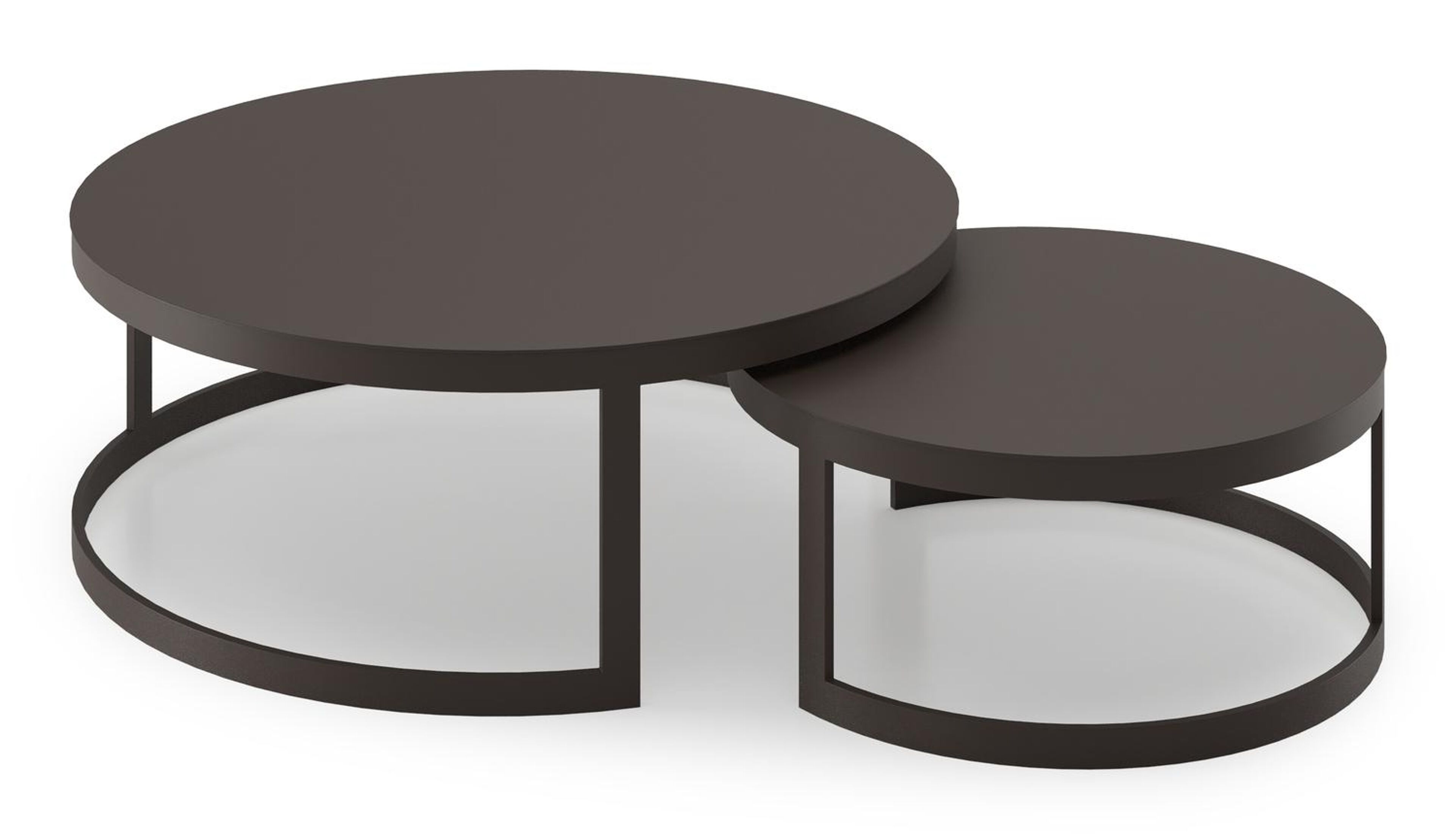 Ensemble de 2 table basse Enna en aluminium brun foncé - Diam. 100/70 x Haut. 37/30 cm