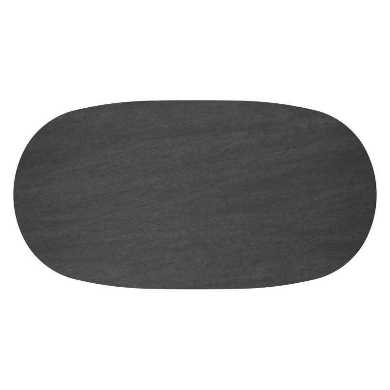 Amico loungetafel bombo in wit aluminium en volkeramiek Basalt Black - L 171 x B 89 x H 24 cm