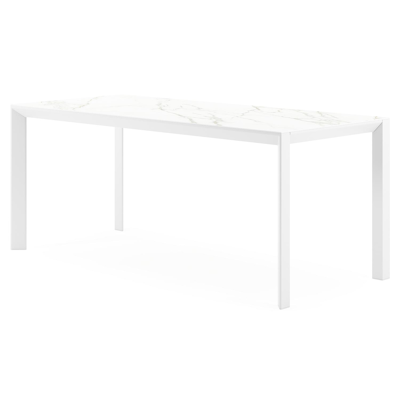 Malito tuintafel in wit aluminium en volkeramiek calacatta - L 180 x B 80 x H 75 cm