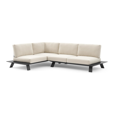 Cesano loungehoek in zwart aluminium met althea off white all weather Cosytica kussen