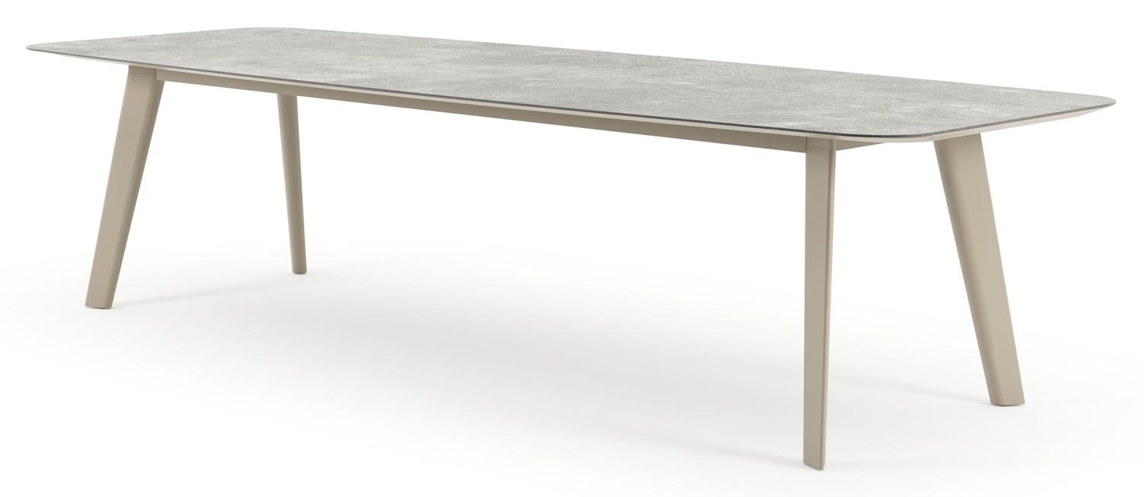 Lacrima tuintafel bootvorm in beige aluminium en volkeramiek New York - L 315 x B 115 x H 75 cm