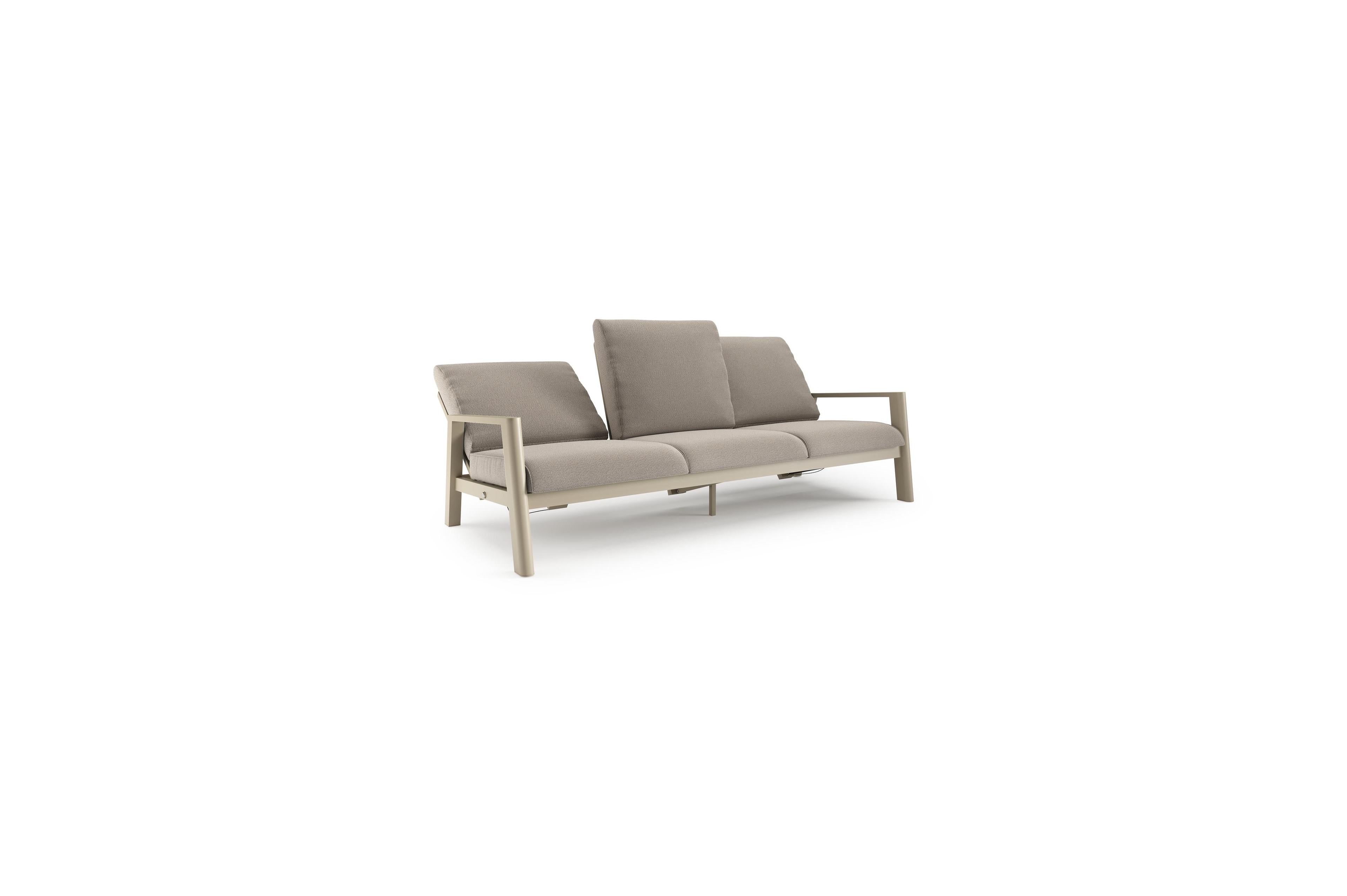 Cirello loungebank in beige aluminium met savane coconut all weather sunbrella® luxe kussen