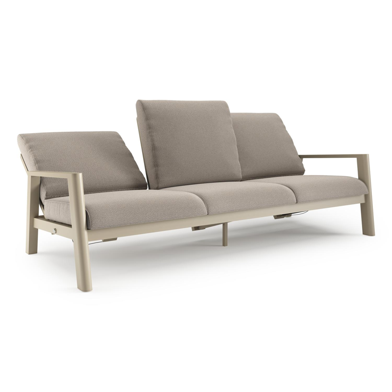 Canapé de jardin Cirello en aluminium beige et coussins en all weather sunbrella® luxe savane coconut