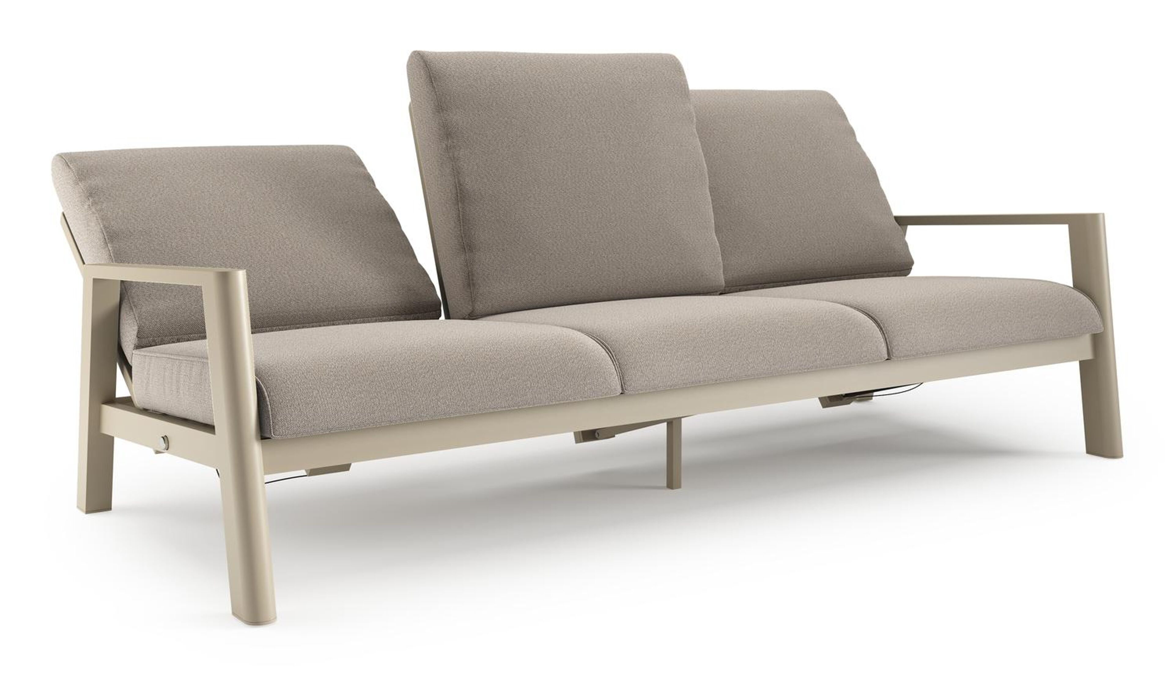 Cirello loungebank in beige aluminium met savane coconut all weather sunbrella® luxe kussen