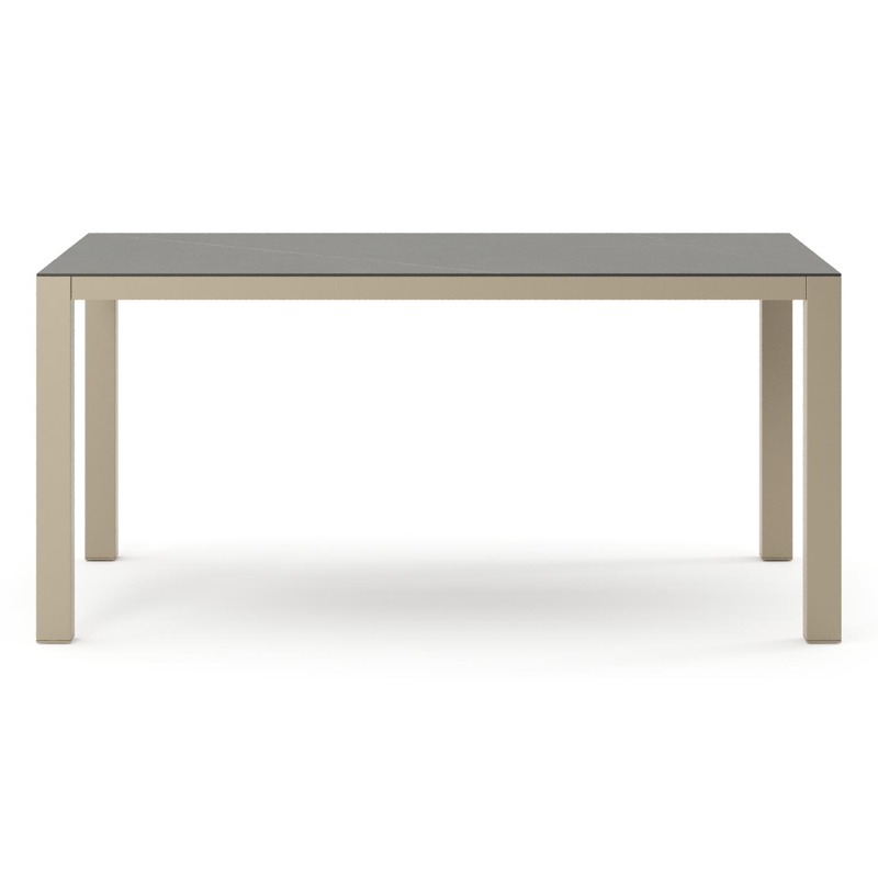 Table de jardin Como rectangulaire en aluminium beige et céramique pleine Calatorao - Lg. 160 x Lrg. 100 x Haut. 73 cm