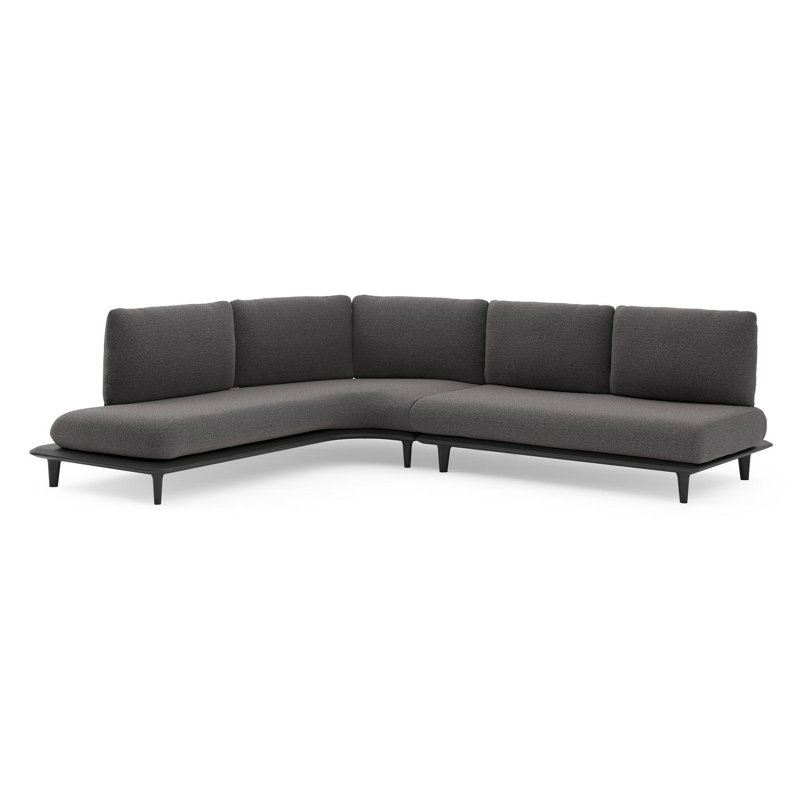 Bomero loungehoek in zwart aluminium met firenze tunder all weather solica kussen