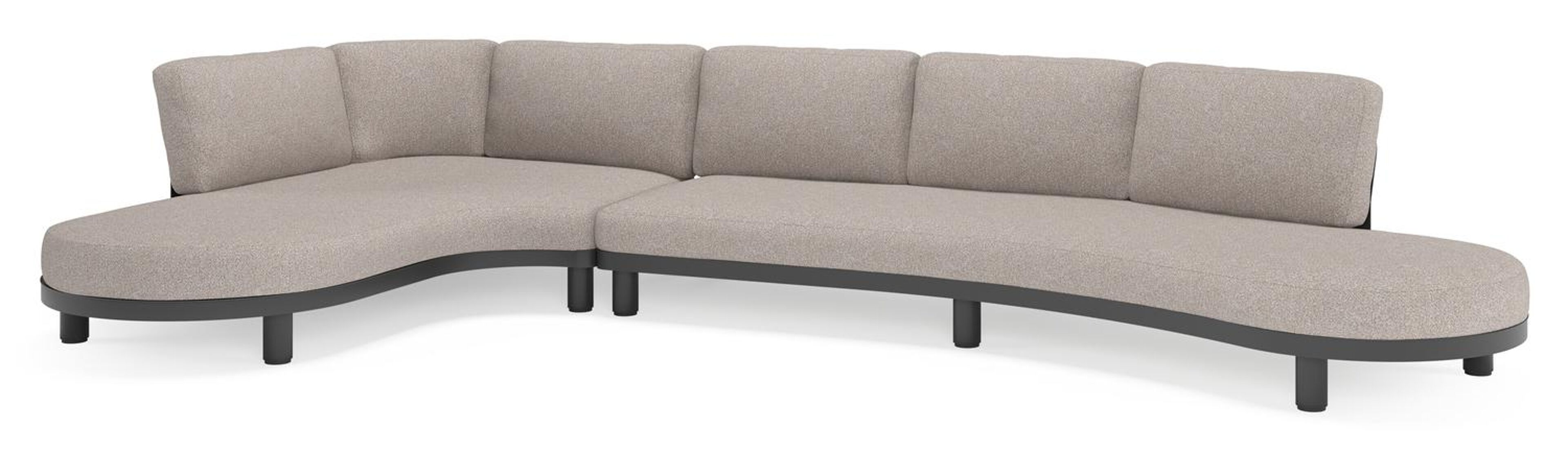 Donato loungehoek in zwart aluminium met all weather sunbrella® luxe Tundra Charcoal kussen