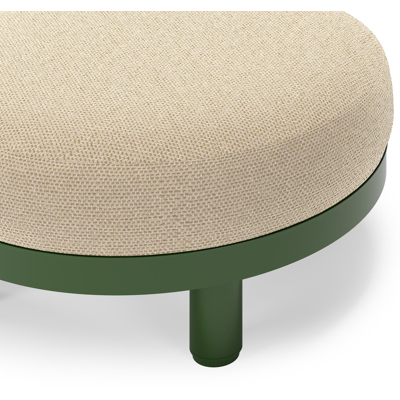 Donato lounge poef in groen aluminium met all weather cosytica Althea Camel kussen