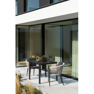 Orso tuintafel afgerond vierkant in zwart aluminium - L 90 x B 90 x H 75 cm