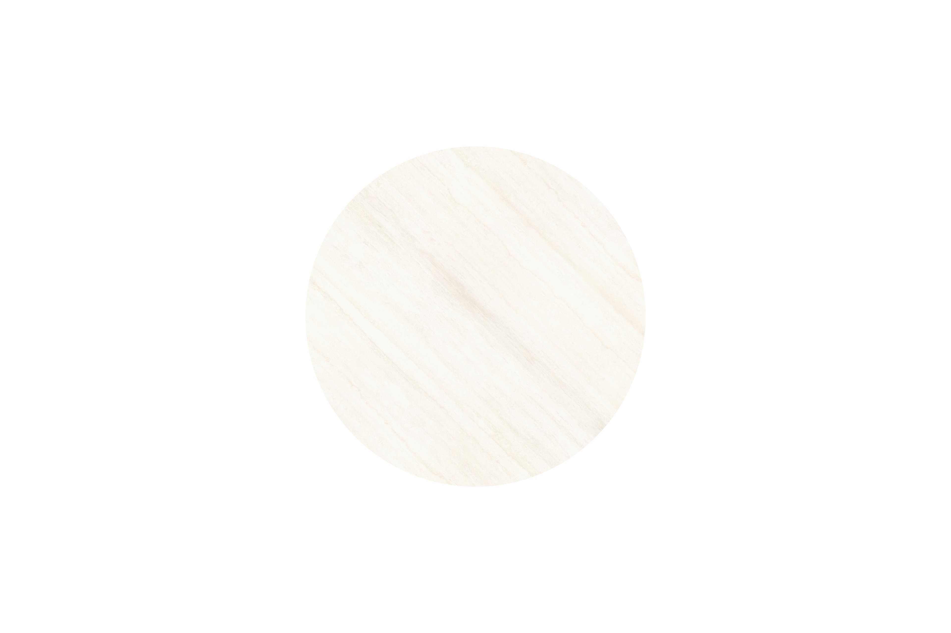 Amico low dining tuintafel rond in wit aluminium en volkeramiek Travertino Bianco - Dia. 148 x H 61 cm