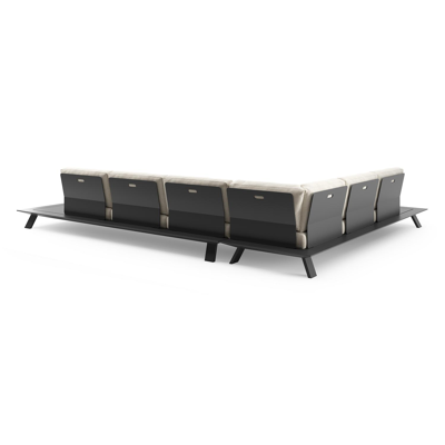 Salon de jardin d'angle Cesano en aluminium noir et coussin en all weather Cosytica althea off white