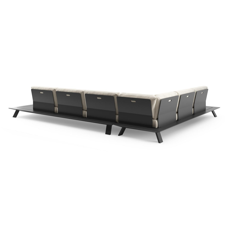 Cesano loungehoek in zwart aluminium met althea off white all weather Cosytica kussen