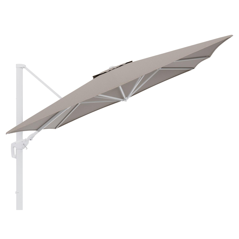 Minore zweefparasol tiltfunctie in wit aluminium en parasoldoek in All Weather Solica Firenze Earth  - L1 350 x L2: 350 cm (zonder voet) (zonder voet)
